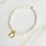 Freshwater Pearl Initial Charm Bracelet