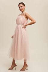 Paper Bag Frill Tulle Maxi Dress