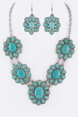 Turquoise Mix Stone Necklace Set