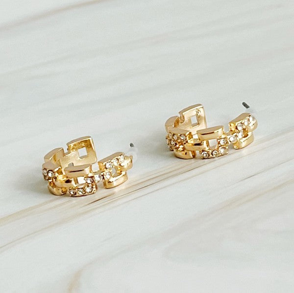 Pave Huggie Hoop Earrings