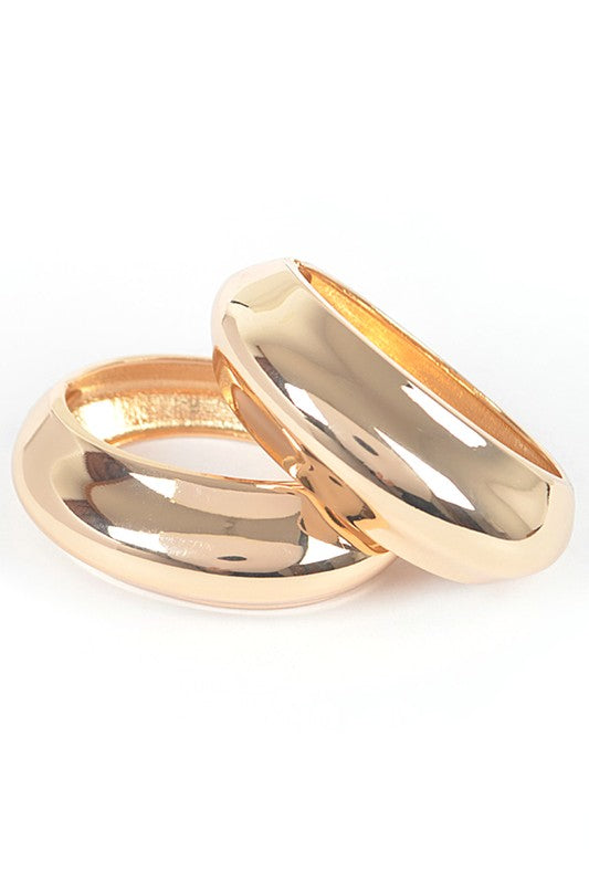 Polished 2 PC Hinged Bangle Set