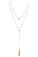 Crystal Star & Tassel Drop Layer Necklace