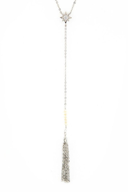 Crystal Star & Tassel Drop Layer Necklace