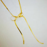 Long Drop Herringbone Bow Necklace