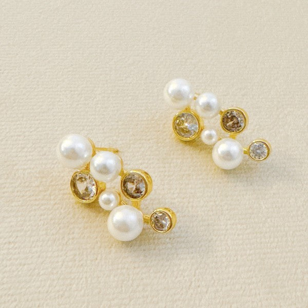 Jeweled Grapes Pearl Earrings