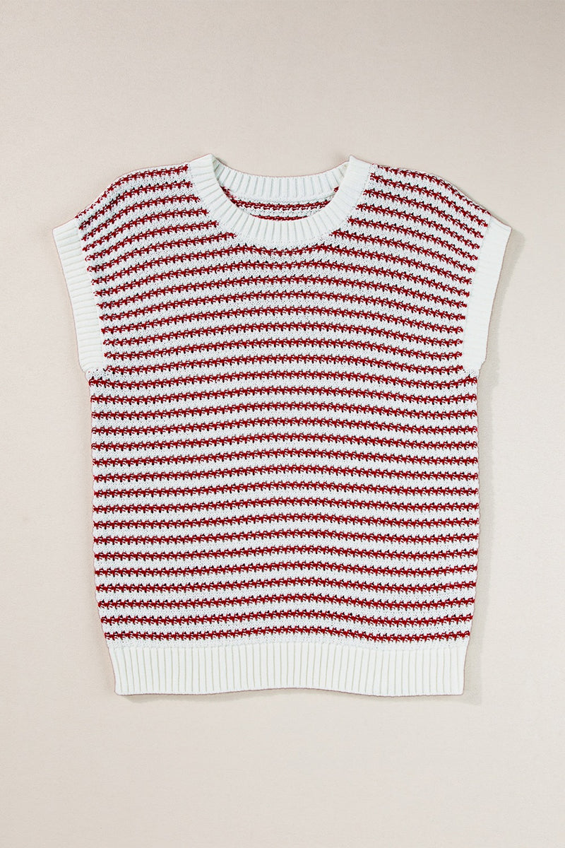 Round Neck Striped Sweater Vest