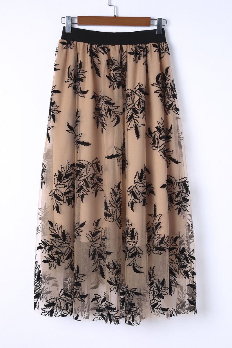 High waisted embroidered maxi skirt hotsell