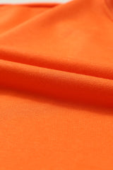 Orange Game Day Lettering Rugby Notched Neck Cropped Sweatshirt