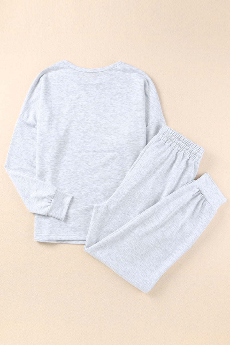 Grey Long Sleeve Pullover & Jogger Pants Loungewear Set