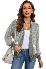 Brown Chunky Knit Pocketed Drop Sleeve Cardigan