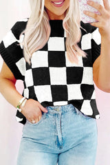 Black Colorblock Plaid Knit Vest