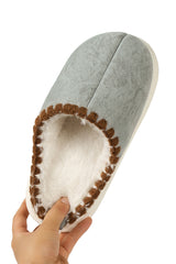 Beige Thick Sole Plush Lined Home Slippers