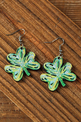 Light Green St Patrick Paint Shamrock Shape Drop Earrings