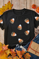 Black Funny Sequin Rice Balls Graphic Tee