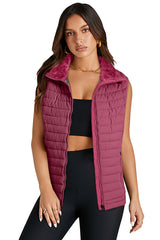 Sky Blue Plush Collared Quilted Zipped Puffer Vest