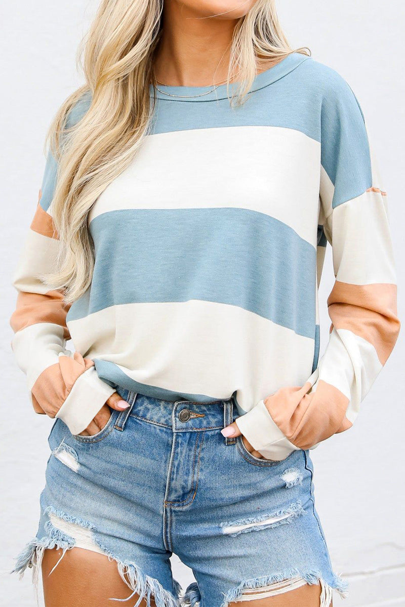 Light Pink Colorblock Drop Sleeve Top