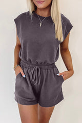 Bristol Black Backless Drawstring Waist Knit Romper