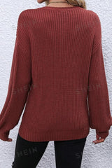 Red Sandalwood Thanksgiving Letter Graphic Crew Neck Sweater