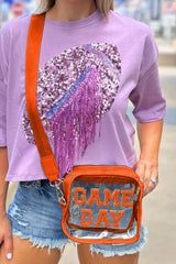 Orange Chenille GAME DAY Pattern Clear Bag