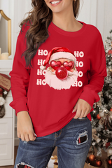 Red HO HO HO Bubble Nose Santa Claus Christmas Sweatshirt