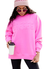 Bonbon Casual Coffee Letter Drop Shoulder Sweatshirt