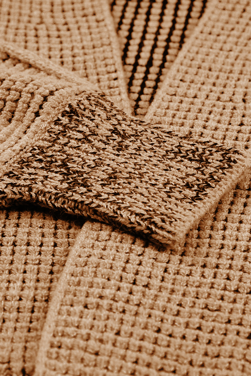 Brown Chunky Knit Pocketed Drop Sleeve Cardigan