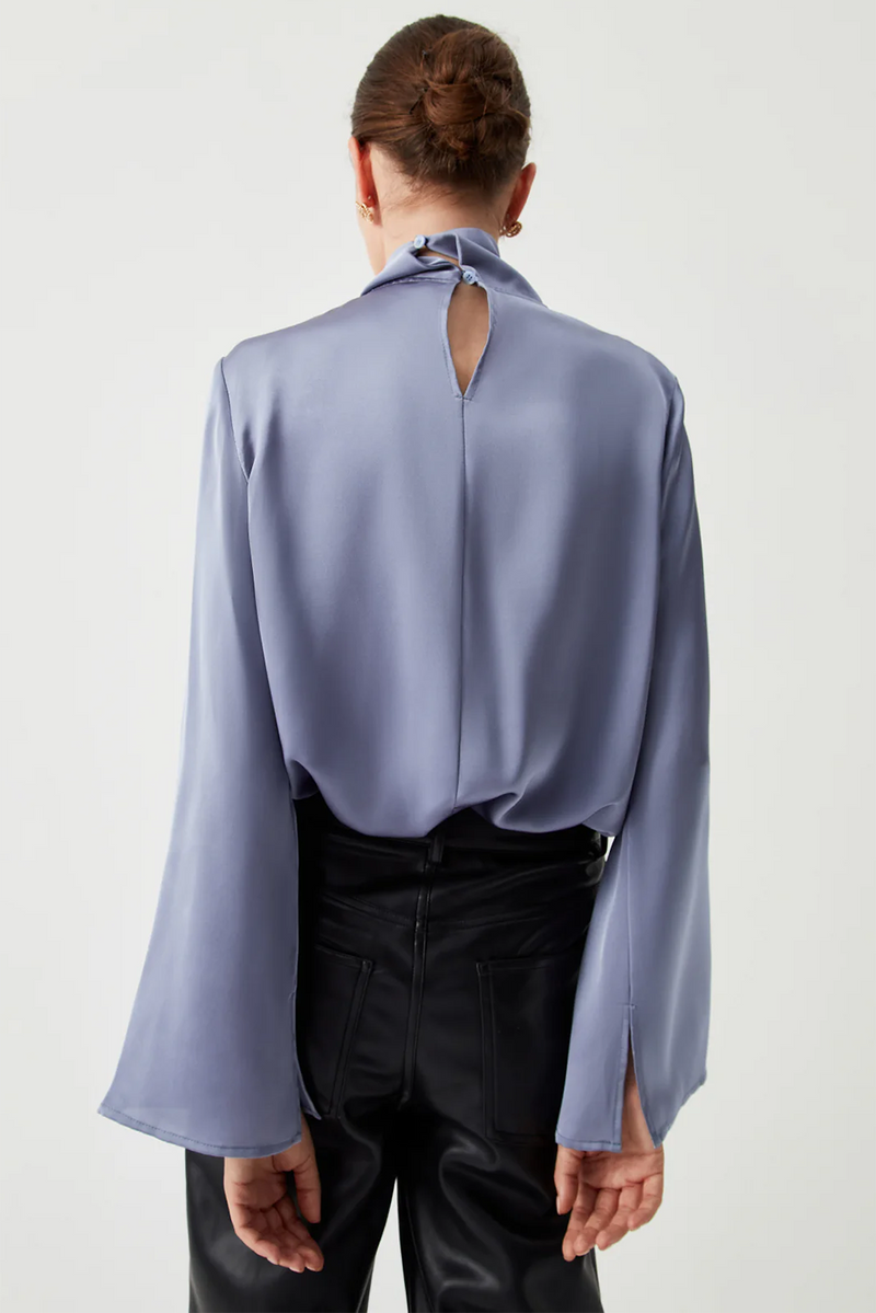 Ivy Asymmetric Turtleneck Elegant Satin Shirt