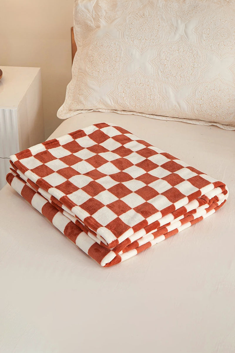 Dark Green Checkerboard Printed Soft Throw Blanket 120*200cm