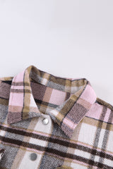 Flannel Button Up Long Sleeve Pink Plaid Shacket