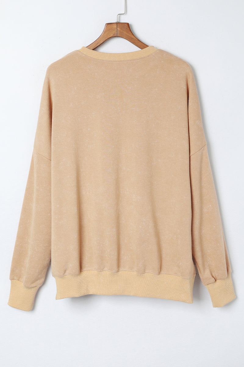 Pink Plain Drop Shoulder Ribbed Trim Oversized Sweatshirt