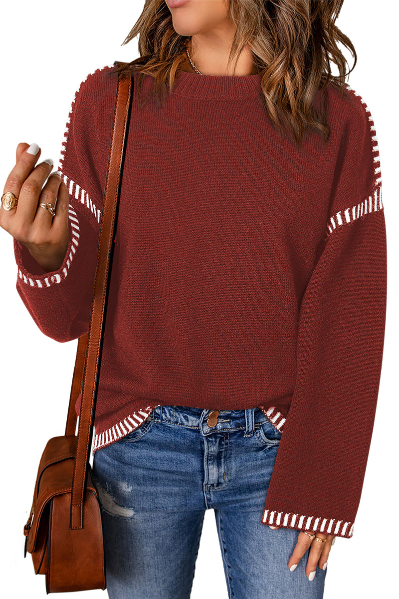 Red Dahlia Contrast Trim Knit Sweater