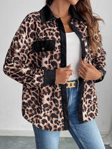 Leopard Collared Neck Button Up Shacket