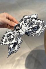 Black Paisley Floral Print Bow Knot Hair Clip