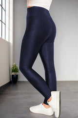 Black Crossed Dip Waist Sleek Leather Leggings