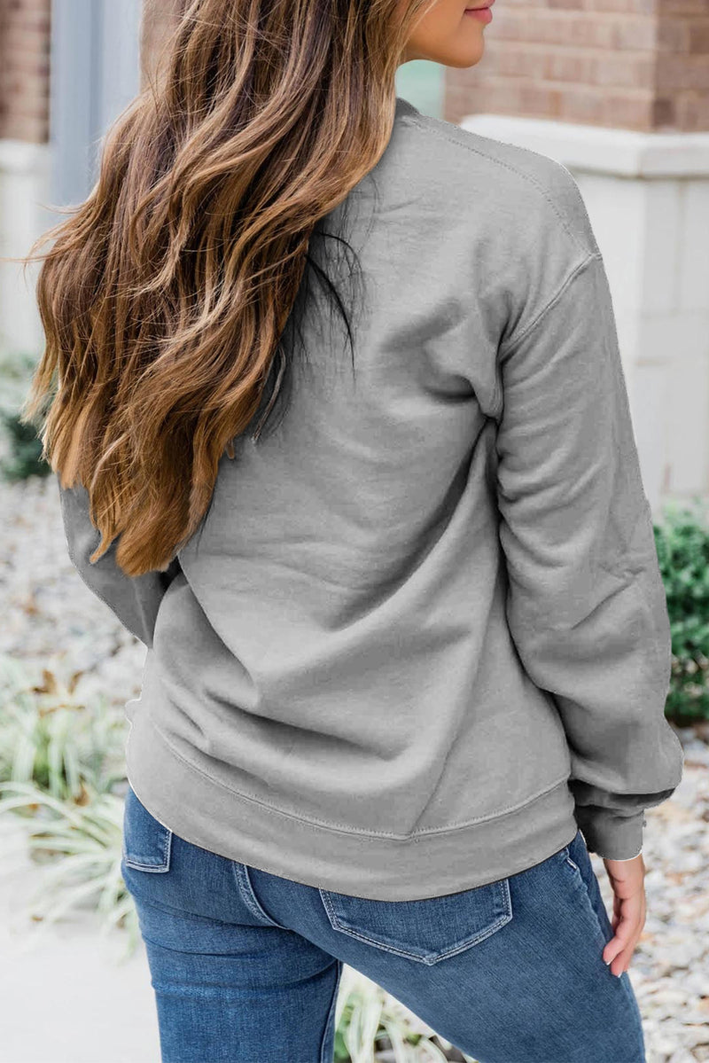 Gray Sequin Baseball Graphic Crewneck Game Day Sweatshirt