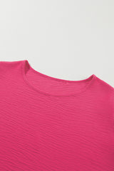 Bright Pink Ruffled Short Sleeve Plus Size Top