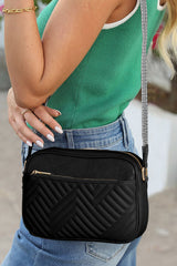 Black Quilted Faux Leather Crossbody Bag