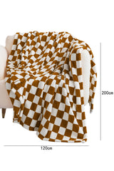 Dark Green Checkerboard Printed Soft Throw Blanket 120*200cm