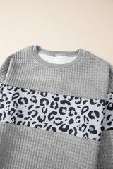 Parchment Leopard Quilted Patchwork Pullover Sweatshirt