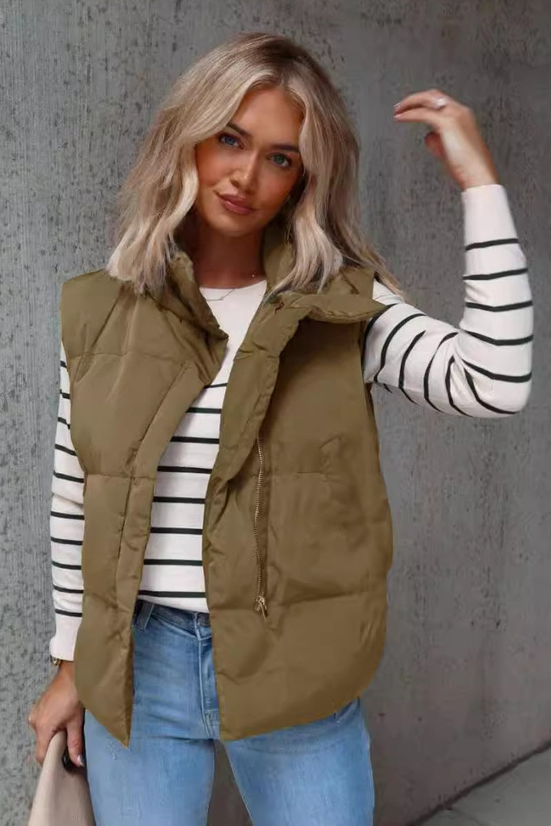 Zip Up Vest Coat with Pockets