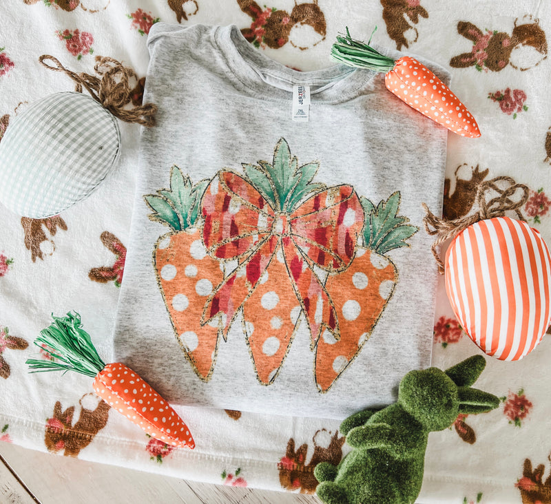 Faux glitter carrots Easter tee (adult and youth)