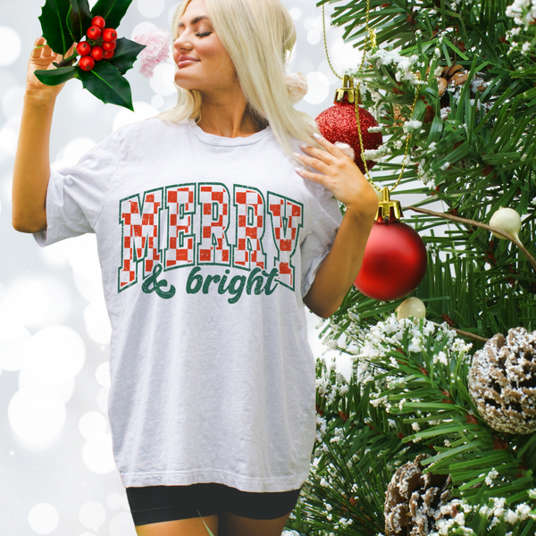 Checked Merry & Bright tee