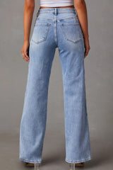 Ashleigh Blue Casual Loose Spliced Wide Leg Jeans