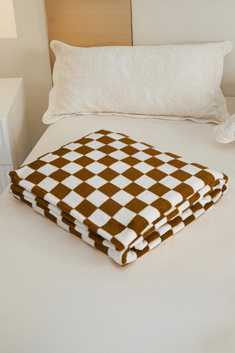 Dark Green Checkerboard Printed Soft Throw Blanket 120*200cm