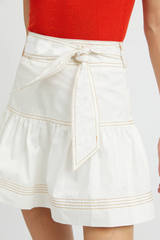 White Knot High Waist Casual Mini Skirt