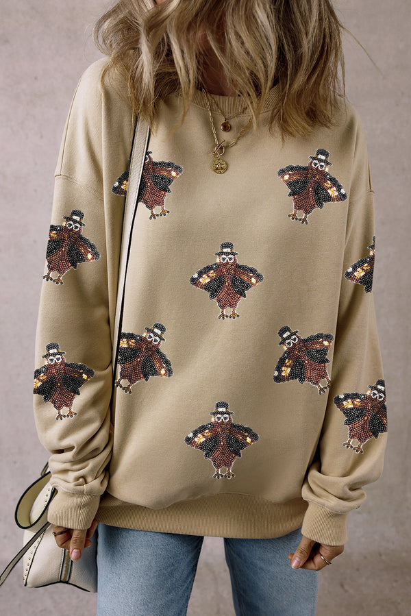 Parchment Shimmering Owl Thanksgiving Holiday Sweatshirt