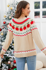 Apricot Apple Printed Pullover Sweater