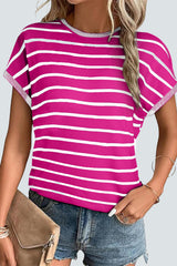 Rose Stripe Knitted Dolman T Shirt