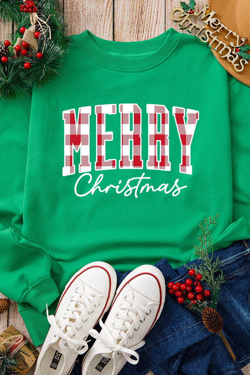 Dark Green Merry Christmas Heat Transfer Graphic Sweatshirt