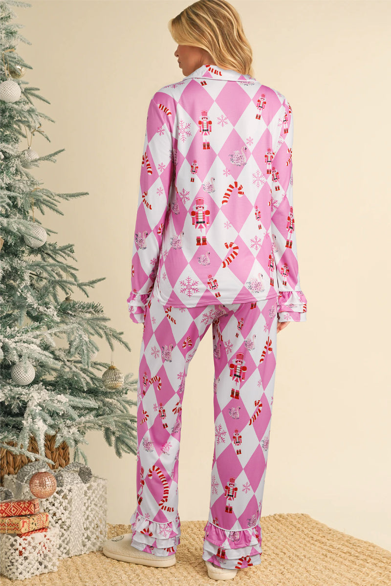 Pink Nutcracker Long Sleeve Christmas Pajama Set